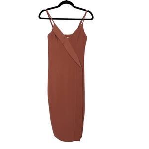 Keepsake The Label XSmall Mauve Pink Spice Overpowered Midi Dress VNeck Cocktail